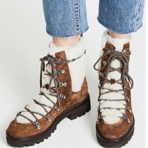 Sigerson Morrison Brown and Cream Winter Boots with Plush Lining